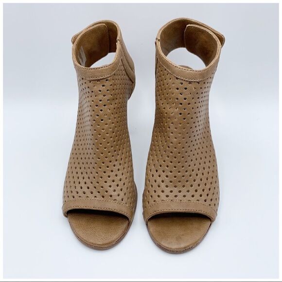 Steven by Steve Madden Tan Brown Perforated Open Toe Sandal Booties Sz 38/8 - Picture 8 of 14
